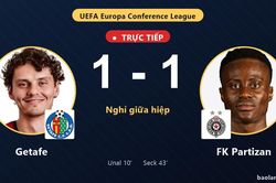 TRỰC TIẾPTrực tiếp Getafe vs FK Partizan: Getafe mất người