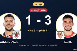TRỰC TIẾPTrực tiếp Athletic Club vs Sevilla: Athletic Club rút ngắn cách biệt 1-3