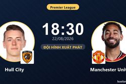 TRỰC TIẾPTrực tiếp Hull City vs Manchester United: Đội h&igrave;nh xuất ph&aacute;t