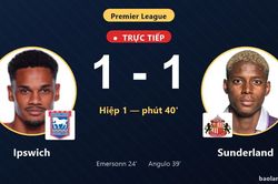 TRỰC TIẾPTrực tiếp Ipswich vs Sunderland: Hiệp 2 bắt đầu, hòa 1-1