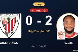 TRỰC TIẾPTrực tiếp Athletic Club vs Sevilla: Sevilla nh&acirc;n đ&ocirc;i c&aacute;ch biệt
