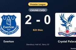 Thống kê trận đấu Everton 2-0 Crystal Palace: T. Barry tỏa sáng, Everton giành trọn 3 điểm