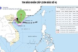 Bão số 4 giật cấp 10, Quảng Ninh - Hải Phòng có nơi mưa trên 600mm