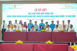 Công đoàn Ngân hàng Việt Nam ký kết Quy chế phối hợp công tác với Ngân hàng Nhà nước 15 chi nhánh khu vực