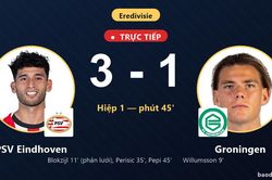 TRỰC TIẾPTrực tiếp PSV Eindhoven vs Groningen: Hết hiệp 1, PSV Eindhoven dẫn 3-1