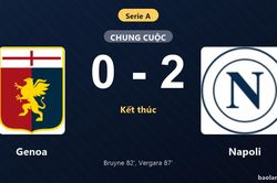 Thống k&ecirc; trận đấu Genoa 0-2 Napoli: A. Vergara tỏa s&aacute;ng, Napoli gi&agrave;nh trọn 3 điểm