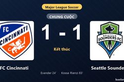 Thống kê trận đấu FC Cincinnati 1-1 Seattle Sounders: Hai đội chia điểm
