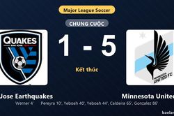 Thống kê trận đấu San Jose Earthquakes 1-5 Minnesota United FC: Minnesota United FC ngược dòng ngoạn mục