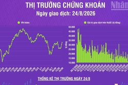 [Infographic] Chứng khoán ngày 24/8: Thị trường tiếp tục tăng điểm tích cực, thanh khoản cải thiện