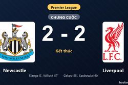Thống kê trận đấu Newcastle 2-2 Liverpool: Màn rượt đuổi tỷ số mãn nhãn