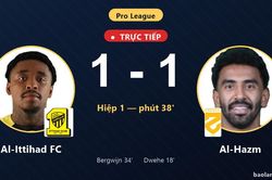 TRỰC TIẾPTrực tiếp Al-Ittihad FC vs Al-Hazm: Al-Ittihad FC gỡ h&ograve;a 1-1