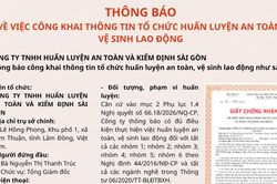 Công ty TNHH Huấn luyện An toàn và Kiểm định Sài Gòn thông báo đủ điều kiện huấn luyện ATVSLĐ