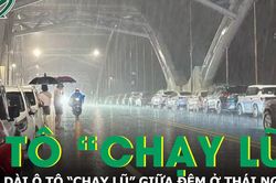 Thái Nguyên: Hàng dài ô tô 'chạy lũ' giữa đêm khi sông Cầu vượt báo động