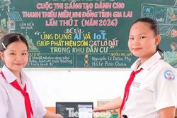 Hai nữ sinh Gia Lai sáng kiến ứng dụng AI cảnh báo sạt lở