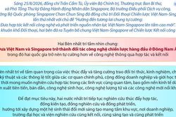 Một số nội dung quan trọng trong Tuy&ecirc;n bố chung Việt Nam-Singapore