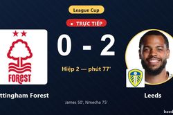 TRỰC TIẾPTrực tiếp Nottingham Forest vs Leeds: Leeds nhân đôi cách biệt