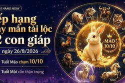 Xếp hạng may mắn 12 con giáp ngày 26/8/2026: Tuổi Mão chạm 10 điểm, tuổi Mùi cần thận trọng lời nói