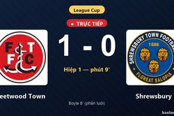 TRỰC TIẾPTrực tiếp Fleetwood Town vs Shrewsbury: Fleetwood Town mở tỷ số