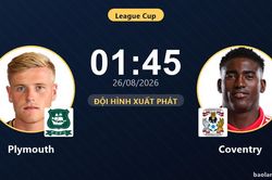 TRỰC TIẾPTrực tiếp Plymouth vs Coventry: Đội h&igrave;nh xuất ph&aacute;t