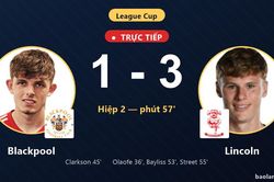 TRỰC TIẾPTrực tiếp Blackpool vs Lincoln: Lincoln nới rộng c&aacute;ch biệt 1-3