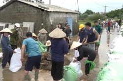 Xu&acirc;n Mai huy động hơn 150 người chống tr&agrave;n đ&ecirc; B&ugrave;i
