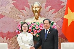[Ảnh] Chủ tịch Quốc hội Trần Thanh Mẫn tiếp Đại sứ Mông Cổ Hulan Ganbaatar
