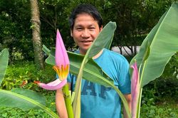 Trọng Tấn khoe hoa chuối độc lạ, vợ NSND Công Lý đăng ảnh hài hước bên chồng