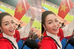 Nhật Kim Anh chúc mừng chiến thắng của đội tuyển Việt Nam