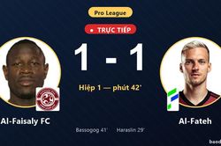 TRỰC TIẾPTrực tiếp Al-Faisaly FC vs Al-Fateh: Hết hiệp 1, h&ograve;a 1-1