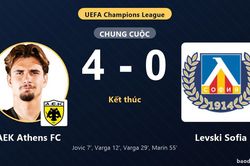 Đ&egrave; bẹp Levski Sofia, AEK Athens FC nắm lợi thế lớn ở play-off Champions League