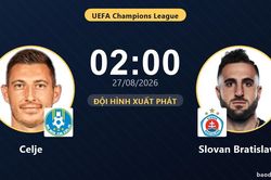 TRỰC TIẾPTrực tiếp Celje vs Slovan Bratislava: Đội h&igrave;nh xuất ph&aacute;t