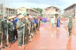 Đoàn KT-QP 74 hỗ trợ thi công hoàn thiện Trường Phổ thông nội trú Tiểu học và THCS Ia Chia