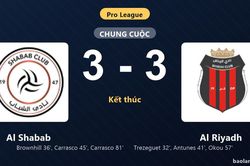 Thống k&ecirc; trận đấu Al Shabab 3-3 Al Riyadh: M&agrave;n rượt đuổi tỷ số m&atilde;n nh&atilde;n