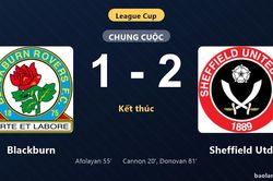 Thống k&ecirc; trận đấu Blackburn 1-2 Sheffield Utd: R. Donovan tỏa s&aacute;ng, Sheffield Utd gi&agrave;nh chiến thắng, đi tiếp