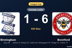 Thống k&ecirc; trận đấu Birmingham 1-6 Brentford: N. Collins tỏa s&aacute;ng, Brentford gi&agrave;nh chiến thắng, đi tiếp