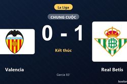 Thống kê trận đấu Valencia 0-1 Real Betis: P. Garcia tỏa sáng, Real Betis giành trọn 3 điểm