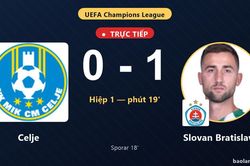TRỰC TIẾPTrực tiếp Celje vs Slovan Bratislava: Slovan Bratislava mở tỷ số
