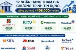 12 ngân hàng dành 408.000 tỷ đồng tiếp vốn cho động lực tăng trưởng