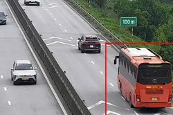 CSGT xử phạt hai tài xế ô tô không giữ khoảng cách trên cao tốc