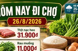 Hôm nay đi chợ 26/8: Thịt nạc heo 31.900 đồng/300g, rau muống 11.000 đồng/gói