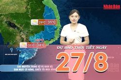 [Video] Dự báo thời tiết ngày 27/8/2026: Bắc Bộ còn mưa dông, Trung Bộ nắng nóng