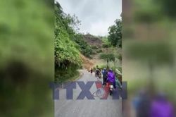 Lũ từ thượng nguồn đổ về, tuyến đường Ho&agrave;ng Su Ph&igrave; - X&iacute;n Mần (Tuy&ecirc;n Quang) bị chia cắt