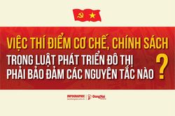 [Infographic] Việc th&iacute; điểm cơ chế, ch&iacute;nh s&aacute;ch trong Luật Ph&aacute;t triển đ&ocirc; thị phải bảo đảm c&aacute;c nguy&ecirc;n tắc n&agrave;o?