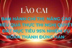 Lào Cai ban hành Chỉ thị nâng cao hiệu quả thực hiện nghị quyết, đặt mục tiêu 95% nhiệm vụ hoàn thành đúng hạn
