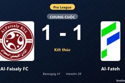 Thống kê trận đấu Al-Faisaly FC 1-1 Al-Fateh: Hai đội chia điểm