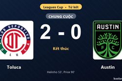 Thống kê trận đấu Toluca 2-0 Austin: J. Diaz Price tỏa sáng, Toluca giành vé vào bán kết