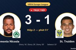 TRỰC TIẾPTrực tiếp Omonia Nicosia vs St. Truiden: Omonia Nicosia nới rộng cách biệt 3-1