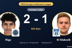Hạ KI Klaksvik ở ph&uacute;t 89, Riga đi tiếp v&agrave; loại đối thủ khỏi Conference League