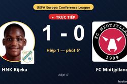 TRỰC TIẾPTrực tiếp HNK Rijeka vs FC Midtjylland: HNK Rijeka mở tỷ số