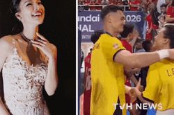 Á hậu Việt làm mẹ đơn thân vừa được Thủ môn Lê Giang Patrik ôm ăn mừng chiến thắng, là ai?